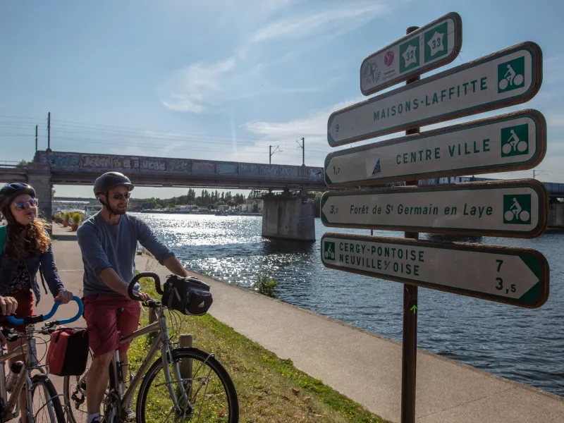 Le balisage de la Seine à vélo à Conflans-Sainte-Honorine